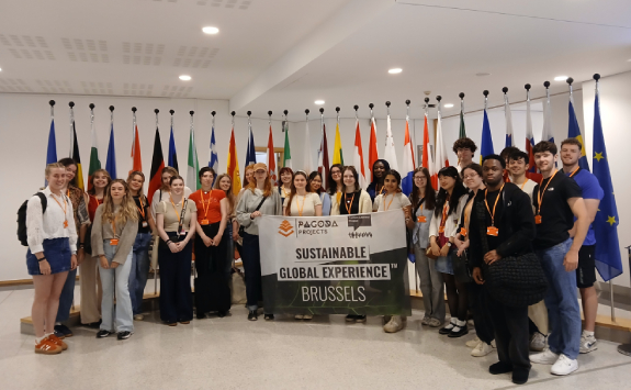 A group of students posing for a photograph in Brussels